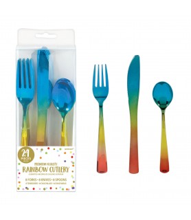Pastel Confetti Premium Rainbow Cutlery (24pcs)
