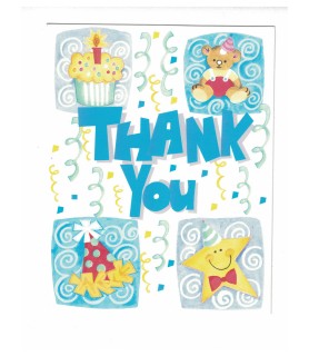 1st Birthday Blue Party Thank You Notes with Envelopes (8ct)