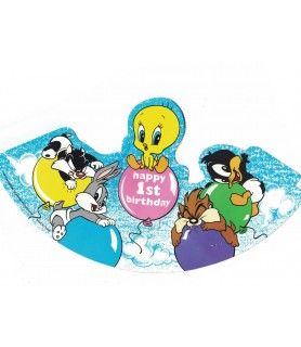 Baby Looney Tunes Vintage 1997 1st Birthday 'Balloons' Paper Cone Hats (8ct)
