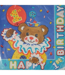 1st Birthday 'Circus Teddy' Small Napkins (16ct; 3ply)