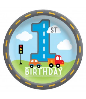 On The Road 1st Birthday Large Paper Plates (8ct)