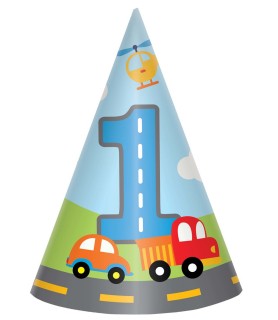 On The Road 1st Birthday Cone Hats (8ct)