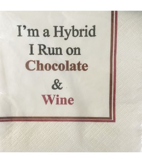 Adult Birthday 'I'm a Hybrid I Run On Chocolate & Wine' Small Napkins (24ct)