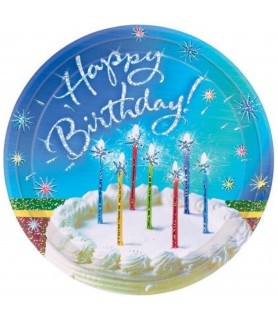 Happy Birthday 'Sparkle Wishes' Large Paper Plates (8ct)