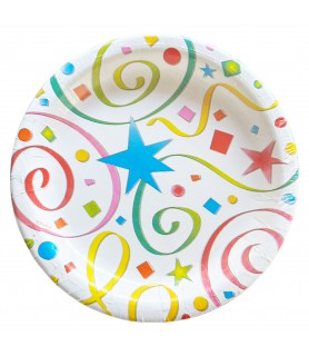 Happy Birthday 'Party Streamers' Small Paper Plates (8ct)