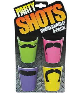 Party Shots Unbreakable Mustache Shot Glasses (4ct)