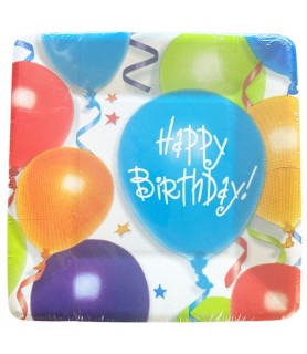 Happy Birthday 'Balloon & Stars' Small Paper Plates (8ct)