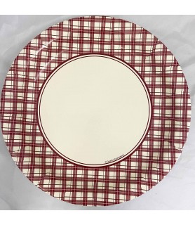 Red Check Large Paper Plates (8ct)