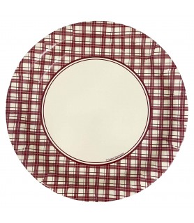 Red Check Large Paper Plates (8ct)