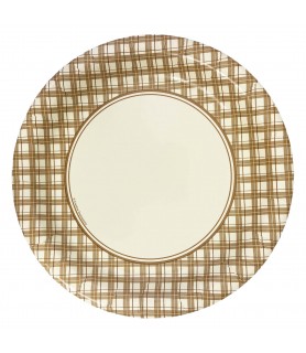 Caramel Check Large Paper Plates (8ct)