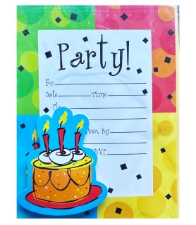 Happy Birthday 'Celebration' Invitations w/ Envelopes (8ct)