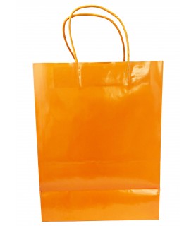 Glossy Orange Large Paper Gift Bag With Handles (1ct)