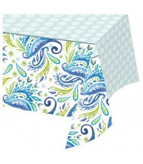 Floral 'Peacock Paisley' Plastic Tablecover (1ct)
