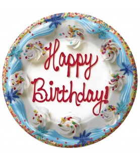 Happy Birthday 'Frosted Cake' Large Paper Plates (8ct)