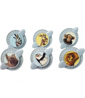 Madagascar 'Escape to Africa' Plastic Cupcake Rings / Favors (6ct)