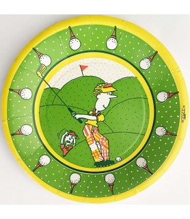 Adult Birthday Vintage 'Just Golfing' Large Paper Plates (8ct)