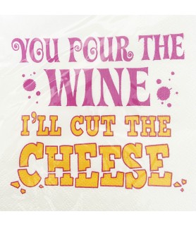 Adult Birthday 'You Pour The Wine I'll Cut The Cheese ' Small Napkins (25ct)
