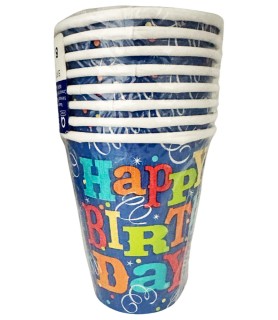 Happy Birthday 'Birthday Fever' 9oz Paper Cups (8ct)
