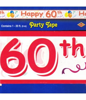 60Th Happy Birthday Plastic Party Tape (20ft)