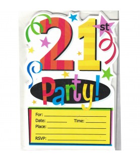  21st Birthday Party Invitations With Envelopes (8ct)