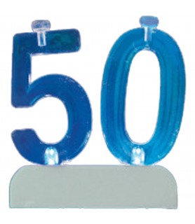 Flashing Number 50 Plastic Cake Decoration With Candles (1ct)