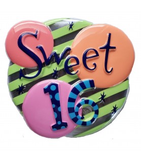 Colorful Sweet 16 Flat Plastic Cake Topper (1ct)