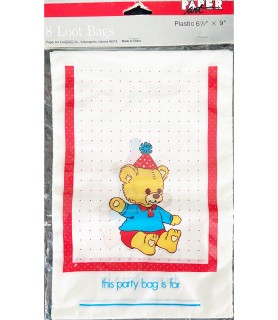First Birthday 'Teddy Bear Party' Plastic Favor Bags (8ct)