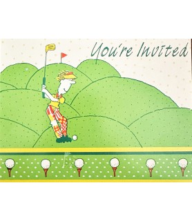 Adult Birthday Vintage 'Just Golfing' Invitations w/ Envelopes (8ct)