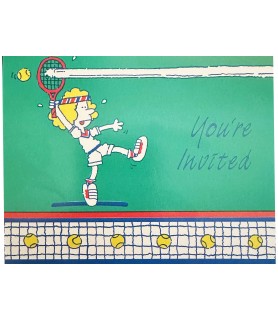 Adult Birthday Vintage 'Tennis Time' Invitations w/ Envelopes (8ct)