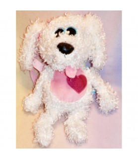 Cuddly And Fun Plush White Dog Backpack With Pink Heart (1ct)