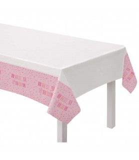 Baby Shower Pink 'It's a Girl' Plastic Tablecover (1ct)
