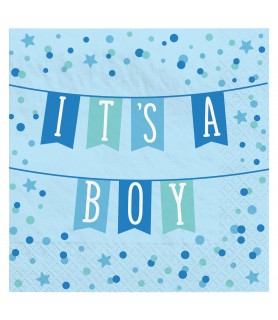 Baby Shower Blue 'It's a Boy' Lunch Napkins (16ct)