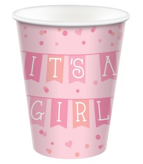 Baby Shower Pink 'It's a Girl' 9oz Paper Cups (8ct)