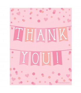 Baby Shower Pink 'It's a Girl'  Thank You Postcards W/ Envelopes (8ct)