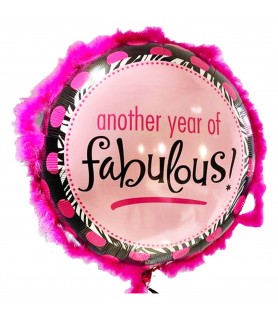 Another Year Of Fabulous Foil Mylar Balloon With Feathers (1ct)