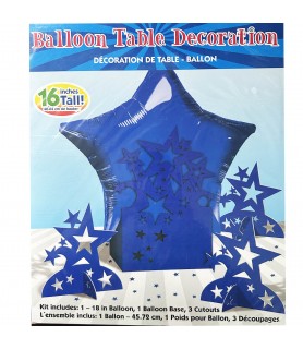 Royal Blue Star Mylar Balloon Table Decoration Kit (5pc)