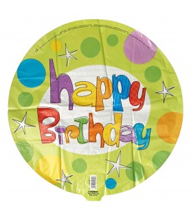 Happy Birthday 'Polka Dot And Stars' Balloon Foil Mylar Balloon (1ct)