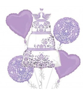Wedding and Bridal 'Purple and White Wedding' Foil Mylar Balloon Bouquet (5pcs)