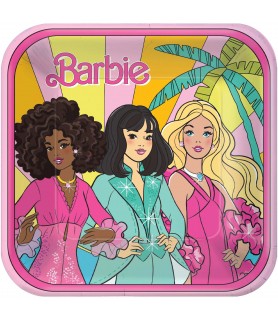 Retro Barbie Square Large Paper Plates (8ct)