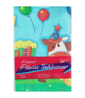 Happy Birthday 'E-I-E-I-Oink' Plastic Tablecover (1ct)