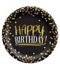 Black & Gold Birthday Large Paper Plates (8ct)