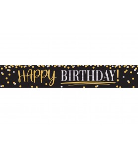 Black & Gold Birthday Foil Banner (1ct)