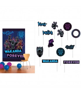 Black Panther 'Wakanda Forever' Scene Setter Backdrop with Photo Props (16pcs)