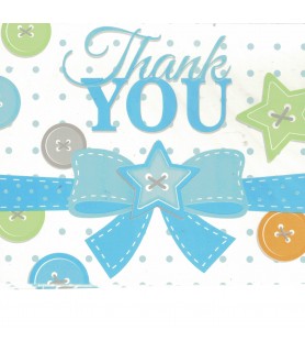 Baby Shower 'Cute As A Button' Boy Thank You Cards With Envelopes (8ct)