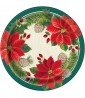 Christmas 'Red and Green Poinsettia' Large Paper Plates (8ct)