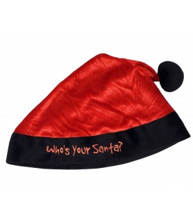 Christmas Adult Santa Hat 'Who's Your Santa?' with Embroidered Text (1ct)