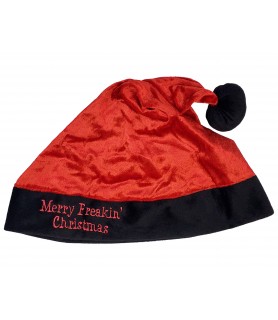 Christmas Adult Santa Hat 'Merry Freakin' Christmas' with Embroidered Text (1ct)