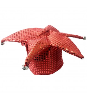 Red Sequin Jester Costume Hat (1ct)