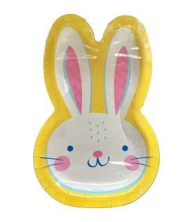 Eggcellent Easter Bunny Shaped Paper Plates (8ct)