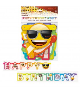 Rainbow Fun Emoji Large Happy Birthday Jointed Banner (1pc)